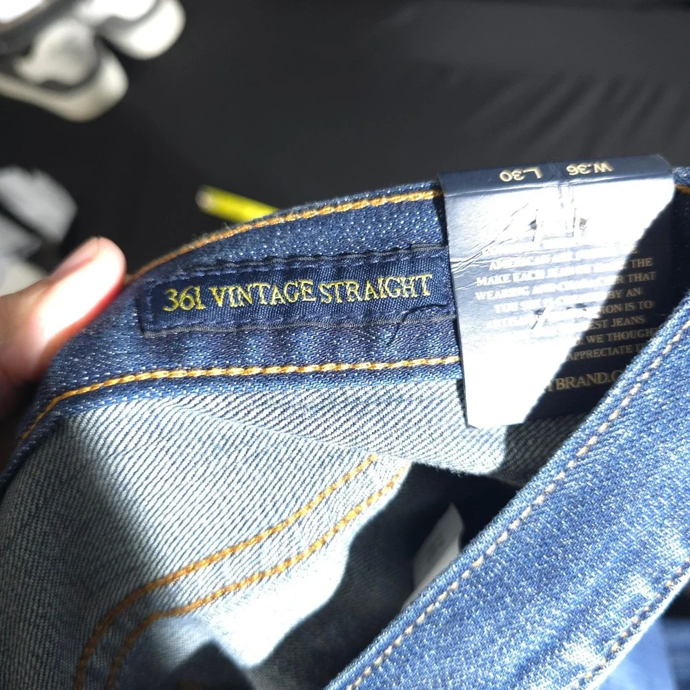 Lucky Brand 361 Vintage Straight Mens 36x30 Blue Denim Stretch Jeans Cowboy